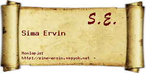 Sima Ervin névjegykártya
